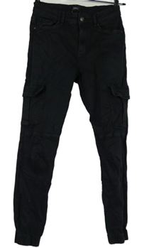 Dámske čierne cargo plátenné nohavice s vreckami Only