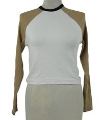 Dámske bielo-béžové crop tričko F&F