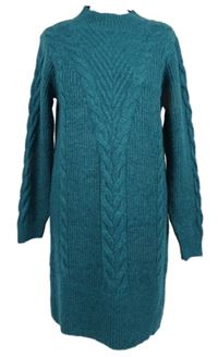 Dámske petrolejové vzorované svetrové šaty M&Co