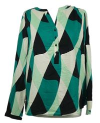 Dámská zeleno-černo-smetanová vzorovaná halenka Street One 