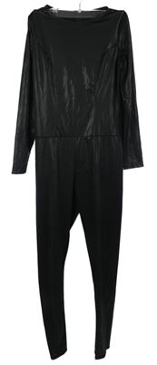 Dámský černý lesklý elastický overal 