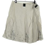 Nové - Dámske béžová ľanová sukňa s výšivkou Atmosphere