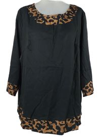 Dámská černo-hnědá vzorovaná halenková tunika 