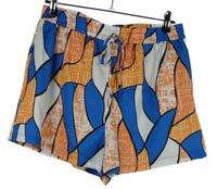 Dámske modro-oranžovo-biele vzorované sukňové kraťasy Shein