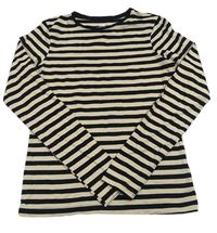 Černo-béžové pruhované triko H&M