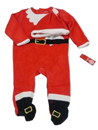 -Nové 2set- Červený zamatový overal - Santa + čapica Dunnes