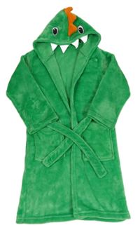 Zelený chlpatý župan s kapucí - dinosaurus Lily & Dan