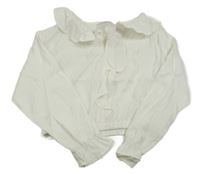 Nové - Biela crop blúzka s volánikom Zara