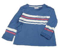 Modré tričko s prúžkami a nápisom Pocopiano