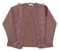 Vínový rebrovaný prepínaci sveter s volánikom Primark