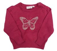 Fuchsiový sveter s motýlkom Impidimpi