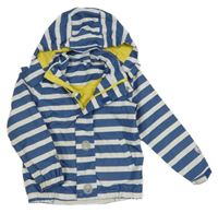 Modro-biela pruhovaná šušťáková jarná bunda s kotvami a kapucňou TCM