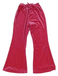 Fuchsiové zamatové nohavice Shein