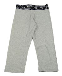 Sivé bavlnené capri legíny s gumou a nápismi H&M