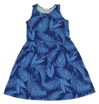 Modré bavlnené šaty s kvetinovým vzorom H&M