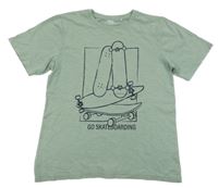 Khaki tričko so skateboardom Yigga