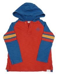 Červeno-modro-žlté tričko s kapucňou Fatface