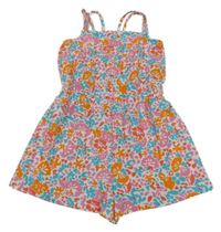 Oranžovo-modro-barevný kraťasový overal Primark