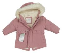Nové - Růžová šusťáková zimní parka s kapucí Primark