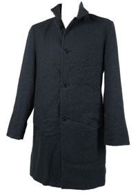 Pánský tmavomodro-černý vzorovaný vlněný kabát Lawrence Grey 