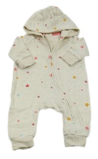 Béžová melírovaná tepláková kombinéza s hvězdičkami a kapucí H&M