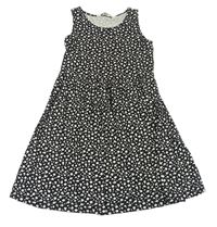 Čierno-biele kvetované bavlnené šaty H&M