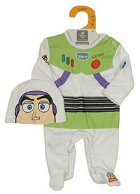 2set - Bílo-zelený overal + čepice - Buzz Rakeťák Disney