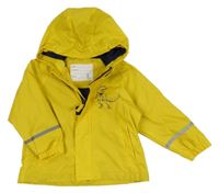 Žltá nepromokavá jesenná bunda s dinosaurom a kapucňou Kiki&Koko