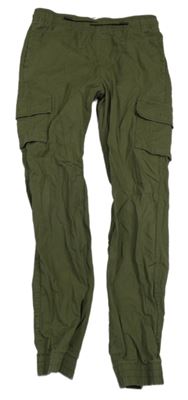 Khaki plátěné cuff kalhoty s kapsami Denim Co.