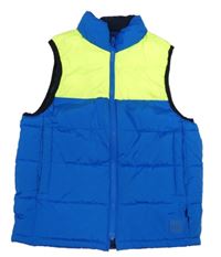 Modro-neonově žlutá šusťáková zateplená vesta GAP