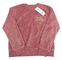 Nové - Ružová zamatová mikina s nápisom George