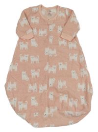 Nové - Světlerůžový melírovaný fleecový spací pytel s kočkami carter's