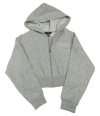 Sivá prepínaci crop mikina s nápisom a kapucňou New Look