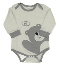 Bílo-šedé žebrované body s medvědem 