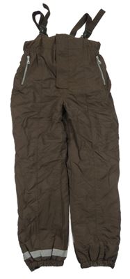 Hnědé šusťákové funkční oteplovačky s trakami