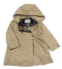 Béžový šusťákový zateplený kabát s kapucí ZARA