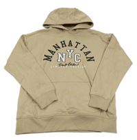 Béžová mikina s nápisem a kapucí F&F