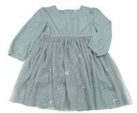 Sivé sametovo/tylové šaty s flitrami Tu