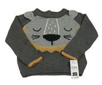 Nové - Tmavošedý svetr s lvem Dunnes