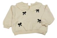 Pudrová mikina s mašľami a golierikom Zara