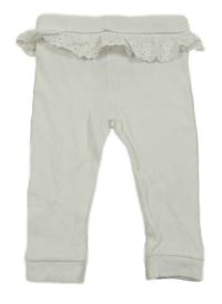 Biele rebrované tepláky s madeirovým volánikom River Island