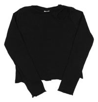 Čierne rebrované crop tričko s prestrihom Page one young