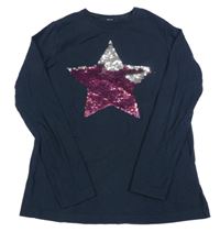 Tmavomodré triko s překlápěcími flitry Name it