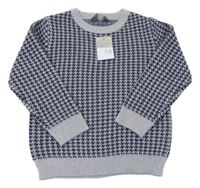 Nové - Tmavomodro-sivý vzorovaný sveter Primark