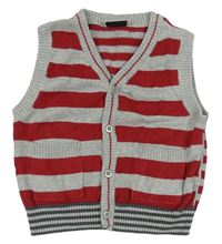 Sivo-červená pruhovaná svetrová prepínaci vesta F&F