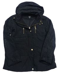Čierna šušťáková prešívaná zateplená bunda s kapucňou New Look