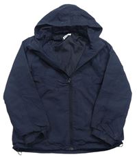 Tmavomodrá šušťáková jarná bunda s kapucňou H&M