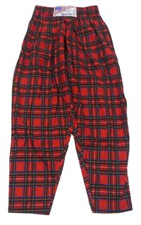 Červeno-farebné kockované domáceé nohavice Donelli´s