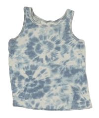 Modro-biely batikovaný rebrovaný crop top H&M