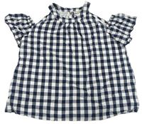 Tmaavomodro-biela kockovaná blúzka s volnými rameny Abercrombie&Fitch